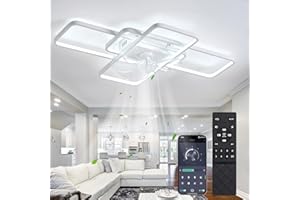 MIIR Ventilatore Da Soffitto Con Illuminazione, LED 80W Ventilatore Da Soffitto Con Telecomando Lampada Silenziosa Con Ventola Dimmerabile 6 Livelli Di Velocità Del Vento Plafoniera Per Soggiorno Camera