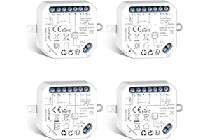 LoraTap Interruttore Tapparelle WiFi, 4pz Modulo Comando per Tapparelle Elettriche, Controllo Vocale con Alexa e Google Home, Controllo App Smart Life, Timer Switch per Persiane e Tende, 300W
