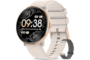 DekeFit Reloj Inteligente Mujer, 1,39" AMOLED Smartwatch Mujer con 110+ Modos Deportivos Seguimiento del Periodo Pulsómetro SpO2 Sueño IP68 Whatsapp Notificación, Regalo Mujer para Android iOS