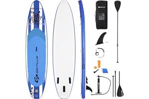 COSTWAY Deska do paddleboardingu, w zestawie plecak, pompka, regulowane wiosło, linka bezpieczeństwa, lina bungee i zestaw naprawczy, nadmuchiwana deska SUP 150 kg