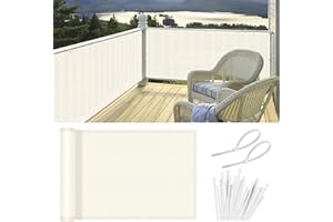 HENG FENG Pantalla de Privacidad para Balcón 1x6m,HDPE Malla Ocultacion,Resistente al Viento, Protección UV,Protección de la Intimidad, Beige