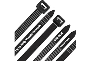 DUNSOO 100 bridas negras de 450 mm x 8 mm, resistentes a los rayos UV, resistencia química, ties fuertes con 70 kg de resistencia a la tracción