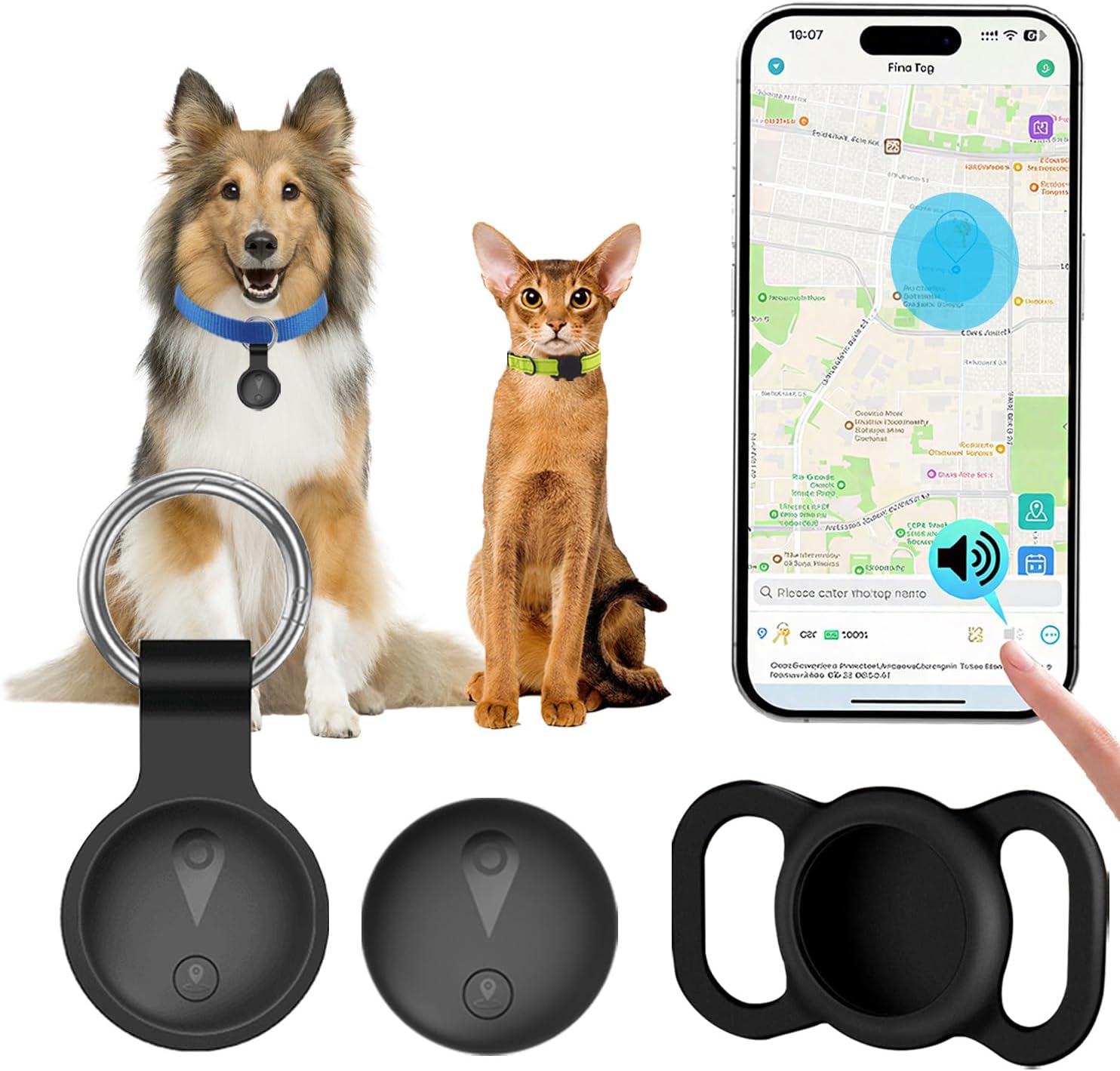 Localizador GPS Perros, Tractive GPS Dog Compatible con Sistemas iOS Y Android GPS para Gatos En Real BateríA De Larga DuracióN, Rastreador GPS para Gatos Rastreador De Mascotas Impermeable- Negro