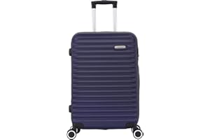 Valise Grande Taille Rigide 75cm – Soute Avion – Bagage XL léger ABS – 4 Roues pivotantes 360° – Fermeture zippée – Poignée télescopique – Bleu Marine – Collection Classiq - TROLLEY ADC