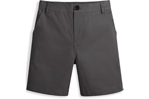 KEREDA Boys School Shorts Regular Fit Kids Cargo Shorts Cotton Summer Trousers with Pokets Elastic Waistband for Children 7-13 Years Black Grey