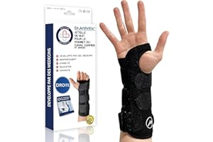 DR. ARTHRITIS Attelle Poignet de Nuit pour Syndrome du Canal Carpien, Reeducation Main Conçue par un Médecin, Orthese Poignet, Dispositif Médical, S'Adapte à toutes les Mains [À l’Unité, Droite]