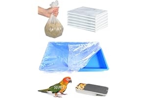 Niwaes 50 PCS Disposable Bird Cage Liners Clear Plastic Parakeet Cage Liner Parrot Cage Tray Liners Universal Film Bird Cage Accessories for Finches Canaries Cockatiels Birdcage