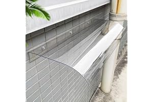 KGUDYS Canopy Awning for Door and Window,40/60/80/90/100/140/180/200cm Rain Awning Arched,Outdoor Garden Polycarbonate Sun Shetter,Uv Protection/Silent,100% Transparent Canopy,50x300cm/20x118in