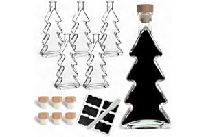 gouveo 6er Set Glasflasche 200 ml Tanne mit Korken (HGK) - Kleine Tannen-Flasche mit Korkverschluss - Tannenbaumflasche zum Befüllen und Verschenken (TF200HGK)