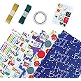 KASTWAVE Gift Wrapping Paper, KASTWAVE Birthday Wrapping Paper for Kids, Gift Wrap Set for Birthday, Bridal Baby Shower, Weddings, Graduations, Women, Men, Boy, Girl, All Occasion (Blue)