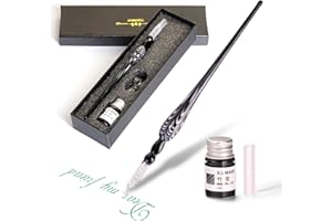 AOKUY Glasstifte-Set – Kalligraphie-Stift Schreiben, Glas Dip Pen und Tinte Set,für Grußkarten, Unterschriften, Zeichnen, Schreiben.