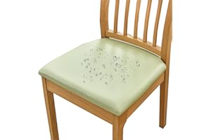 ‎HOMECOVER HOMECOVER Esszimmerstuhl Sitzbezüge 4er Set Wasserdicht Stuhlbezug, PU Leather Stuhlbezug Sitzfläche Abnehmbar Stretch Esszimmerstuhl Sitzbezüge Für Esszimmerstühle-4er Set-hellgrün