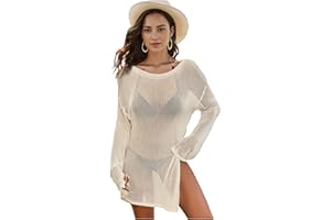 Jinsha Mujer-Vestidos Verano-Ropa Punto-para Pareos-Playeros - Baño Bikini Cover Up Sexy V Cuello Fiesta Crochet Ganchillo Tejido Kaftan Camisola de la Playa Suelto Suave Cómodo Elegantes Mujer