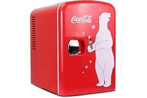KOOLATRON Coca Cola Mini Fridge (Polar Bear) 4 Liter/6 Can Portable Fridge/Mini Cooler for Food, Beverages, Skincare -Use at Home, Office, Dorm, Car, Boat-AC & DC Plugs Included, Red
