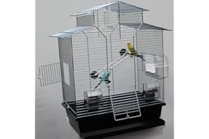 XXL-Heimtiercenter Vogelkäfig,Wellensittichkäfig,Exotenkäfig,60 cm Vogelkäfig Vogelbauer Wellensittich Kanarien Voliere Vogelhaus Käfig IZA 2 II schwarz