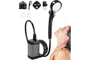 Zaxiva Przenośny prysznic kempingowy z akumulatorem, z pompką, mobilny prysznic z głowicą prysznicową i wężem, nadaje się do prysznica kempingowego, solarnego, ogrodu, mycia samochodu, na plażę, w