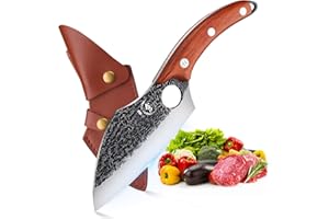 DRAGON RIOT Mannaia Giapponese per il Taglio Della Carne, Coltello Chef Damasco, Coltelli da Macellaio Forgiati a Mano, Coltelli da Cucina Professionali, Coltello da Disosso Full Tang per Cucina e Campeggio BBQ