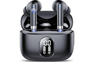 QXQ Auriculares Inalámbricos Bluetooth, Auriculares Bluetooth 5.4 HiFi Estéreo con HD ENC Reducción de Ruido Mic, 40H Ultra Cómodos Cascos Inalambricos Bluetooth, IP7 Impermeable/Pantalla LED/USB-C, Negro