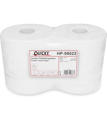 6x Toilettenpapier Jumbo-Rollen 250m, 2-lagig, Hochweiß – Sparsam & Weich
