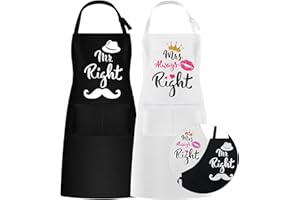 ROSEMO 2 Stück Mr. & Mrs Küchen Schürze, Paare Küchenschürze mit Verstellbar Nackenbügel & 2 Tasche, Hochzeitsgeschenke für Brautpaar, Paare Geschenk Schürze für Valentinstag Hochzeit Verlobung