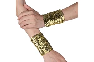 iiniim Women Girls Sparkly Shiny Sequins Stretchy Elastic Oversleeve Arm Sleeve Costume Accessory