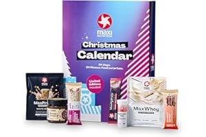 MAXINUTRITION Maxi Nutrition Fitness Christmas Advent Calendar 1010g (Mix of high Protein bars, Whey Protein, Hydration sticks, Hydration tabs, Protein spread) 24 nutrition items.