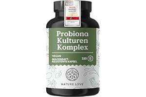 ‎NATURE LOVE Nature Love Probiona Kulturen Komplex – abgestimmte Bakterienstämme – 300 Mrd. KBE/g – 180 Kapseln, magensaftresistent, vegan – mit Lactobacillus & Bifidobakterien, 20 Mrd. KBE/Tag, 3 Monate