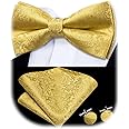 Dubulle Mens Paisely Floral Bow Tie and Pocket Square with Cufflinks Set