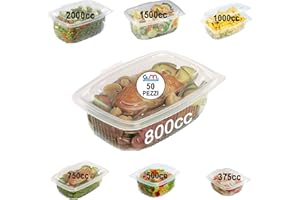 GENERIC GM 50 Pezzi Contenitori Ermetici per Alimenti Caldi con Coperchio, Formato 800 Ml, Vaschette Termiche con chiusura Ermetica Salvaliquidi, Utilizzabili in Forno Microonde, Congelatore, Riutilizzabili