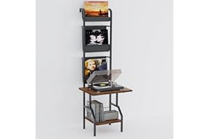 Lutown-Teen Record Player Stand with Vinyl Record Storage, Turntable Stand, Holds up to 200 Albums, 5-Tier, for Living Room, Rustic Brown