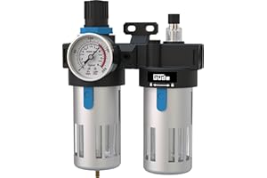 Güde Unità di manutenzione 1/2 (filettatura di collegamento IG 1/2", massima pressione di esercizio 10 bar, montaggio a un compressore, regolazione della pressione di esercizio, pulisce, filtra e olio