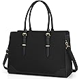 IGOLUMON Handbag Women's Shopper Women's Large Bag Women's Black Laptop Bag 15.6 Inch PU Leather Work Bag Shoulder Bag Tote for Work School