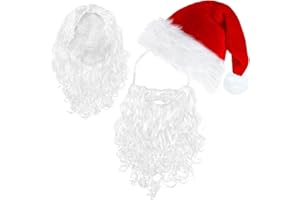 ROSAUI Weihnachtsmannmützen und Bart für Erwachsene, Weihnachtskostüm-Dekorationen, Weihnachtsmütze, Weihnachtsmann-Bartmaske, Gesichtsabdeckung für Männer und Frauen