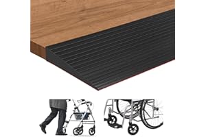 ANKEKOLYSTAR Rampe de seuil de Porte, Longueur 1m Surface antidérapante, en Caoutchouc pour Fauteuil Roulant, Poussette, Robot de Balayage, Déambulateur ou Scooter (Noir, Haut 2,5cm, Largeur 8 cm)