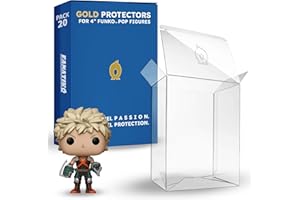 Fanatiko Lot de 20 Protecteurs GOLD pour Funko Pop 4" - Protection Pop de 0,5mm - Gardez vos Figurines en Parfait État avec la Protection pour Pop - Protection Funko Pop Équipée d'un Film Anti-Rayures