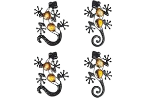 LIFFY Decoración de Pared de lagartos de Metal para Exteriores, decoración de Pared de Gecko de Metal, Arte de Pared de Lagarto de jardín(6 Pulgadas, Juego de 4)