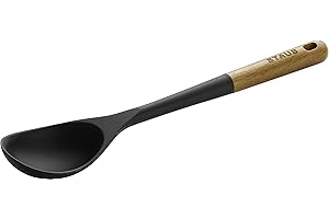 STAUB 40503-107 Cuchara para Servir (Madera de Acacia, 31 cm), Color Negro, Silicona