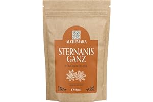 Anis Étoilé Entier Alchemara (150g) – Badiane – Épices Délicatement Séchées Idéales pour la Cuisine – Épices Aromatiques