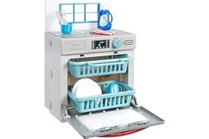 Little Tikes First Dishwasher - Appareil Électroménager Réaliste pour Enfants - Jouet Interactif avec 14 Accessoires de Cuisine pour les Enfants de 2 Ans et Plus