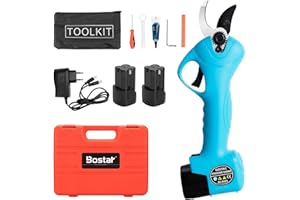 Bostar Tijera de Podar Electricas Cortador Eléctrico de Ramas Inalámbrica Profesional 16.8V Fuerte Hoja de Acero Dentro de 25MM para árboles Jardín (Azul)