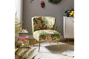 FABRICATION HAUS Fabric Dining Slipper Chair Upholstered Vanity Kitchen Accent Chair with Metal Legs for Dining Room Living Room & Bedroom (1, GREEN)