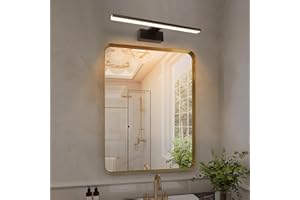 Aigostar Lampara LED de Espejo 40cm 8W 560LM Lámpara de Baño Amarillo Cálido 4000K Lámpara LED de Pared IP44 230V Luz de Espejo de Baño de Negro