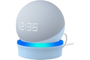Agandax Supporto Desktop Progettato Specificamente per Amazon Echo Dot 5,Viene Fornito con Piastra di Guida luminosa Migliora l'efficienza luminosa, con Funzione di Gestione Del cavo, Azzurro tenue