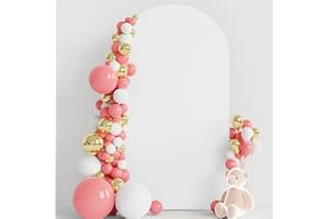 Wokceer 2.2m Hochzeitsbogen-Abdeckung, Spandex, passgenaue Hochzeitsbogen-Ständer, runde Oberseite, Chiara-Bogen, Hintergrundabdeckung für Geburtstagsparty, Zeremonie, Bankett, Dekoration, Weiß