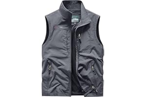 Oralidera Uomo Gilet Leggero Multitasche Smanicato Caccia e Pesca Trekking Gilet Sport Pesca Giubbino da Lavoro Fotografi Giacche Sportivo