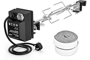 onlyfire BRK-6066 BBQ Rotisserie Kit Stanless Steel Roast Spit Set for Kamado Joe Classic | Large XLarge BGE | Pit Boss K22 | Louisiana K22 | Primo & Other 21.5"-23", 28"-29.5" Ceramic Grill