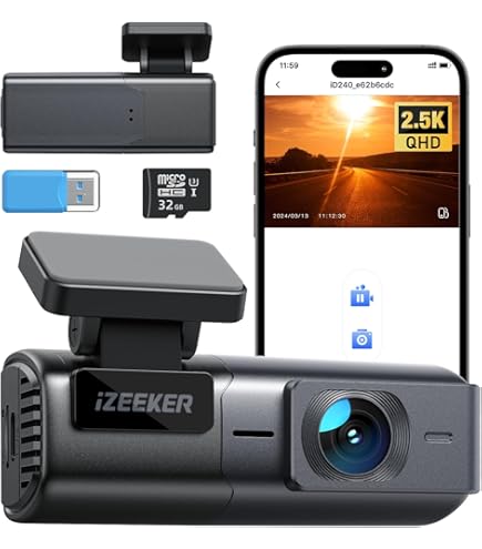 AQV Dashcam voor en achter, 4K met wifi-autocamera met 64 GB SD-kaart, loopopname, G-sensor, app-bediening, super nachtzicht, 170 graden 140 graden groothoek, veiligere supercondensator