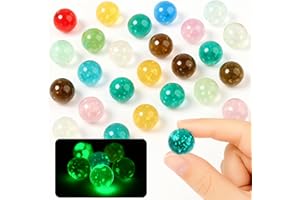 AHEJIOO Mutmurmeln, 20 PCS 16mm Glaskugeln Im Dunkeln Leuchtend und 1 PCS Organizer (Kordelzug), Bunt, Fluoreszierende, Schwimmkugeln (Miniteich, DIY-Projekte), Leuchtende Spielzeug Für Kinder Und Dekoration