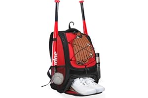 Goloni Youth Baseball Bag,Softball Bag with Shoes Compartment,Baseball Backpack with Fence Hook for TBall Bat & Equipment