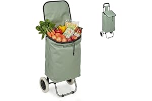 Relaxdays hopfällbar shoppingvagn, avtagbar väska 28 liter